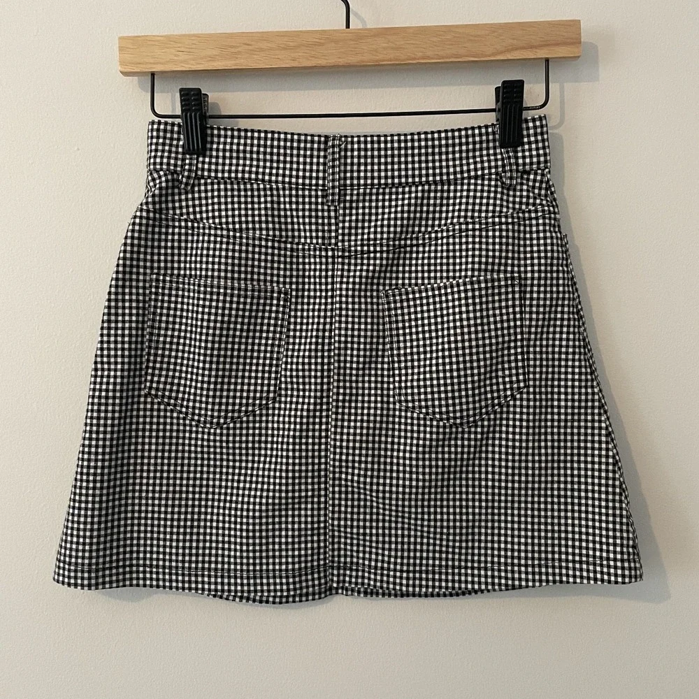 John‎ Galt Black White Gingham Mini Skirt OS Grunge Goth Minimalist Preppy Y2K